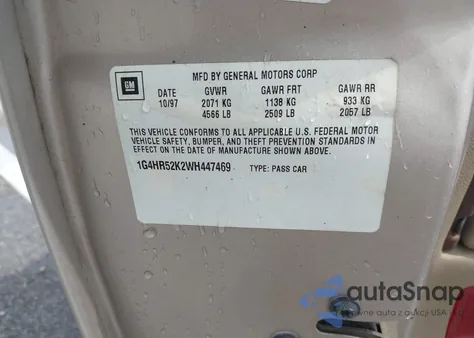 1998 Buick Lesabre Limited из США, поврежденный, VIN 1G4HR52K2WH447469